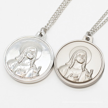 Médaillon d&#39;argent en alliage d&#39;acier inoxydable Médaille religieuse de la Vierge Marie Saint Joseph